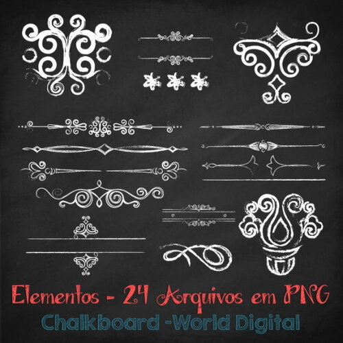 Kit Arquivo Digital em PNG Chalkboard Elementos