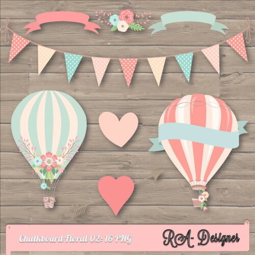 Kit Arquivo Digital em PNG Chalkboard Floral 02