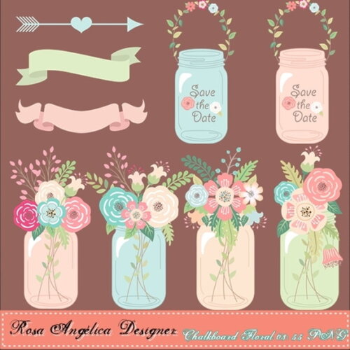 Kit Arquivo Digital em PNG Chalkboard Floral 03
