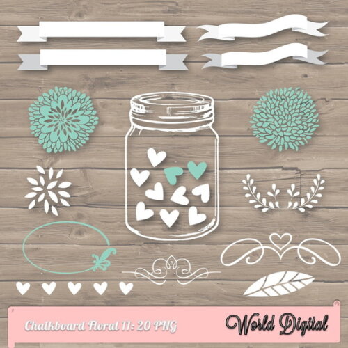 Kit Arquivo Digital em PNG Chalkboard Floral 11