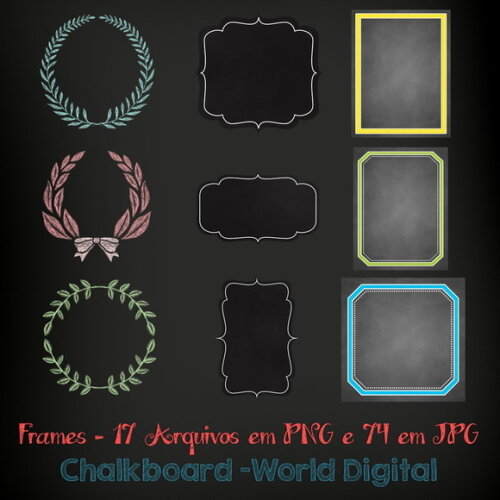 Kit Arquivo Digital em PNG Chalkboard Frames