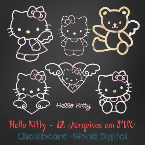 Kit Arquivo Digital em PNG Chalkboard Hello Kitty