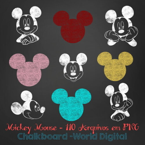 Kit Arquivo Digital em PNG Chalkboard Mickey Mouse