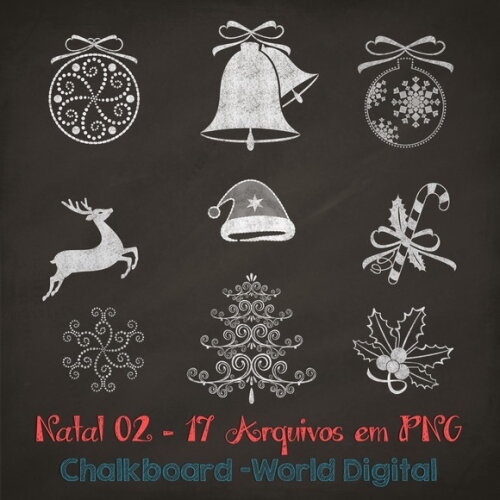 Kit Arquivo Digital em PNG Chalkboard Natal 02