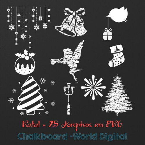 Kit Arquivo Digital em PNG Chalkboard Natal
