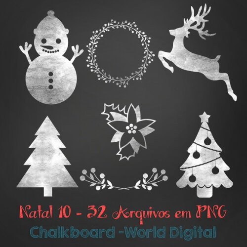 Kit Arquivo Digital em PNG Chalkboard Natal 10