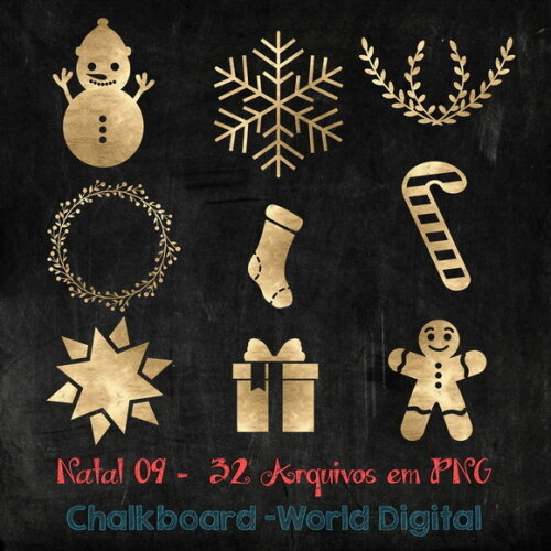Kit Arquivo Digital em PNG Chalkboard Natal 09