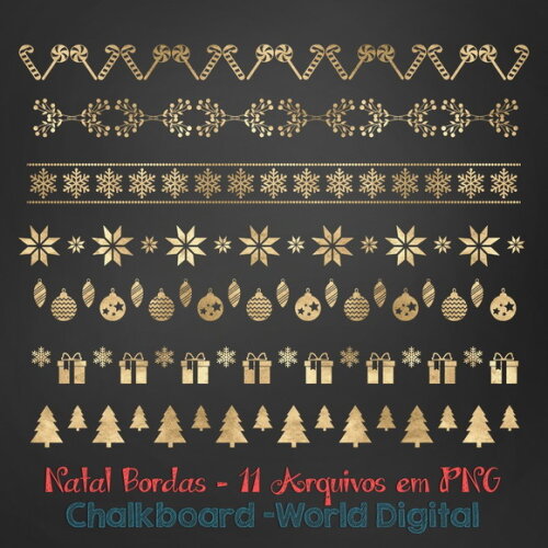 Kit Arquivo Digital em PNG Chalkboard Natal Bordas
