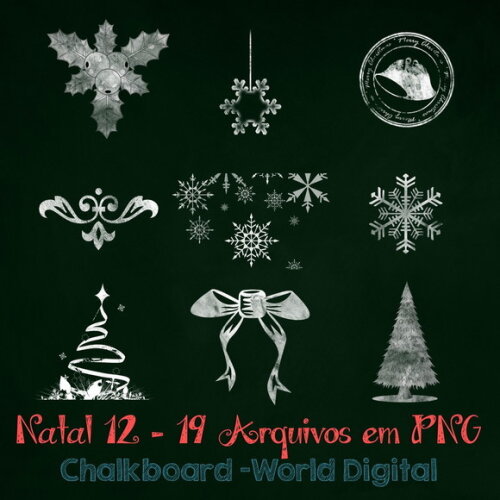 Kit Arquivo Digital em PNG Chalkboard Natal 12