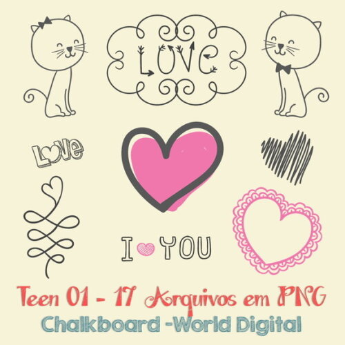 Kit Arquivo Digital em PNG Chalkboard Teen 01