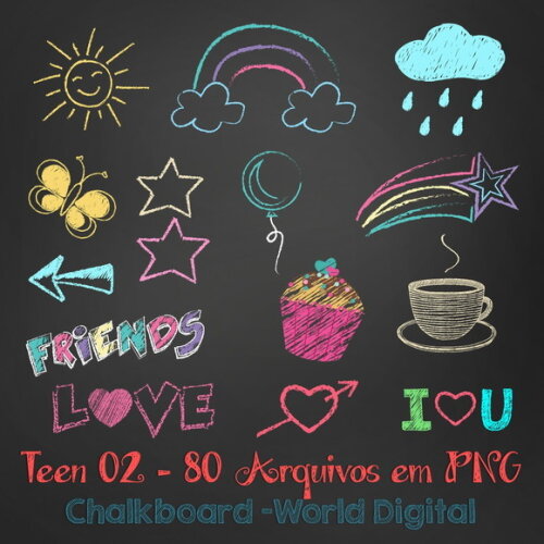 Kit Arquivo Digital em PNG Chalkboard Teen 02