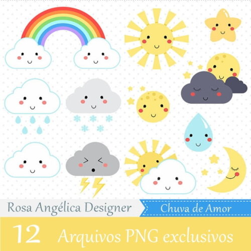 Kit Arquivo Digital em PNG Chuva de Amor