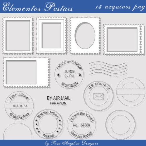 Kit Arquivo Digital em PNG Elementos Postais
