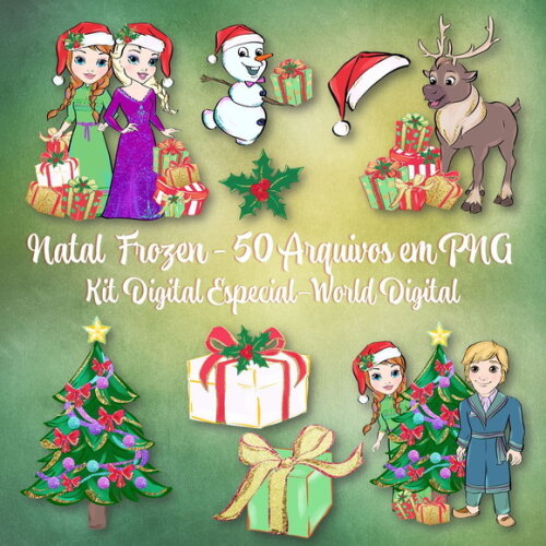 Kit Arquivo Digital em PNG Especial Natal Frozen