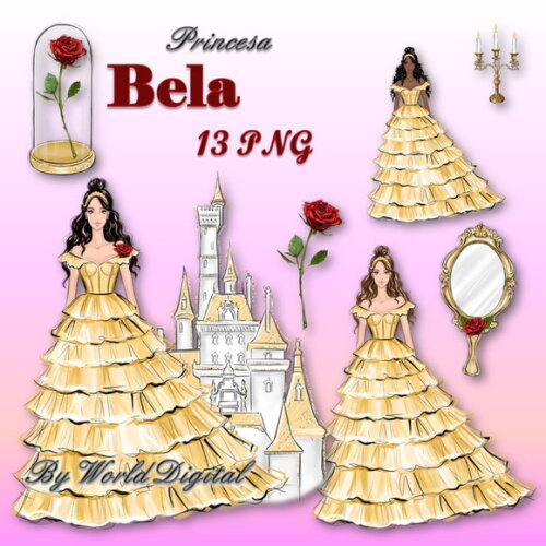 Kit Arquivo Digital em PNG Especial Princesa Bela