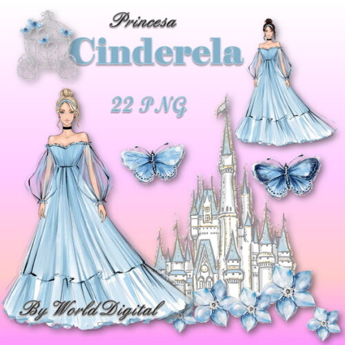 Kit Arquivo Digital em PNG Especial Princesa Cinderela