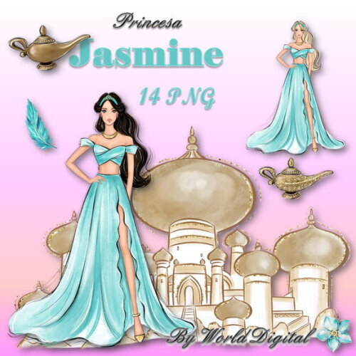 Kit Arquivo Digital em PNG Especial Princesa Jasmine
