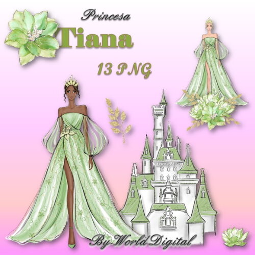 Kit Arquivo Digital em PNG Especial Princesa Tiana