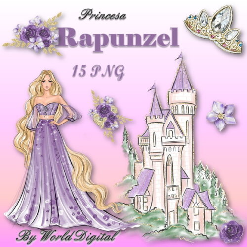 Kit Arquivo Digital em PNG Especial Princesa Rapunzel