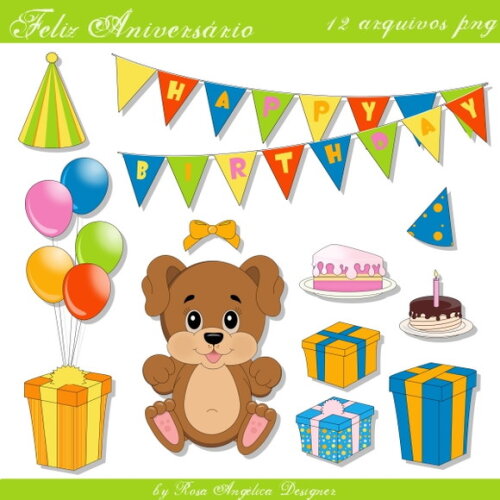 Kit Arquivo Digital em PNG Feliz Aniversário