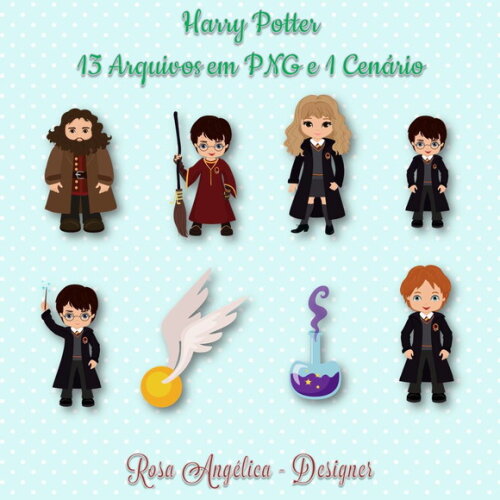 Kit Arquivo Digital em PNG Harry Potter
