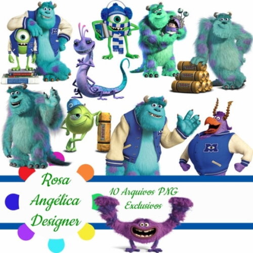 Kit Arquivo Digital em PNG Monstros SA 01
