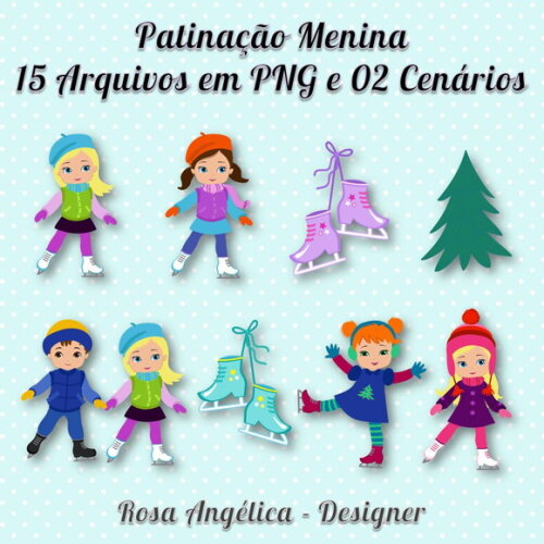 Kit Arquivo Digital em PNG Patinação Menina