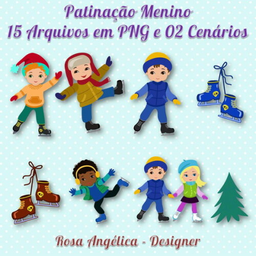 Kit Arquivo Digital em PNG Patinação Menino