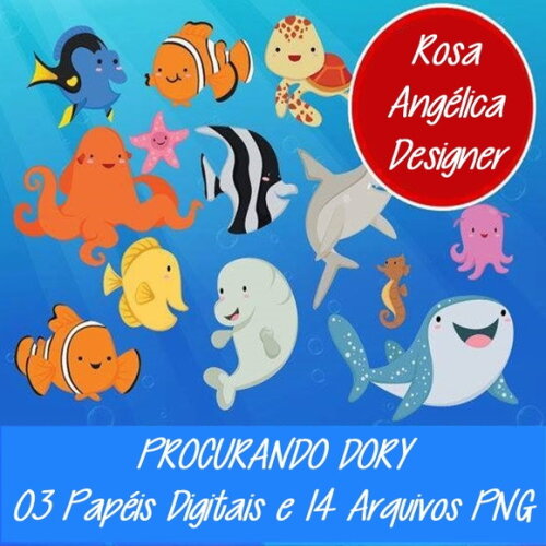Kit Arquivo Digital em PNG Procurando Dory