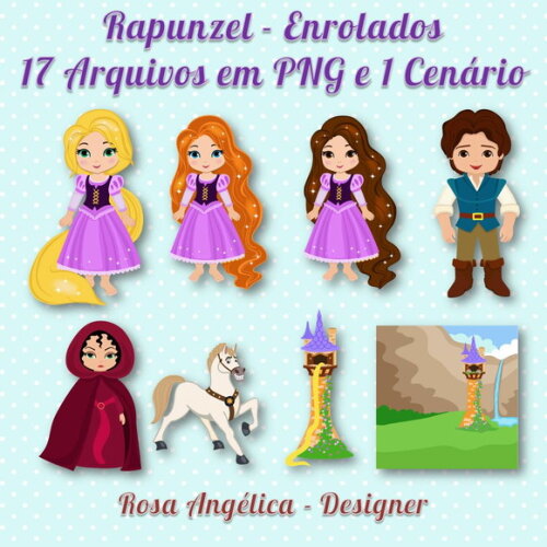 Kit Arquivo Digital em PNG Rapunzel - Enrolados