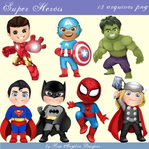 Kit Arquivo Digital em PNG Super Heróis