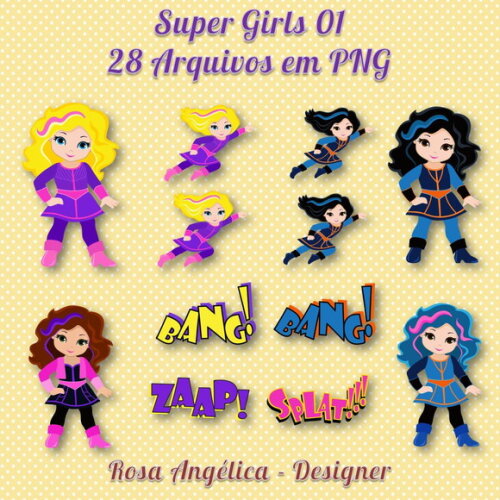 Kit Arquivo Digital em PNG Super Girls 01