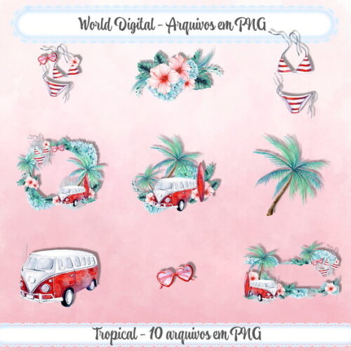 Kit Arquivo Digital em PNG Tropical