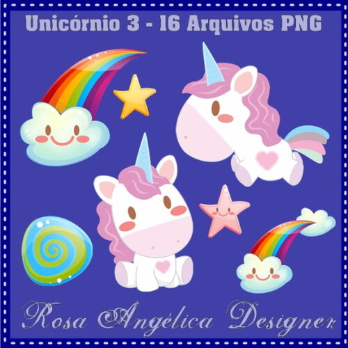 Kit Arquivo Digital em PNG Unicórnio 03