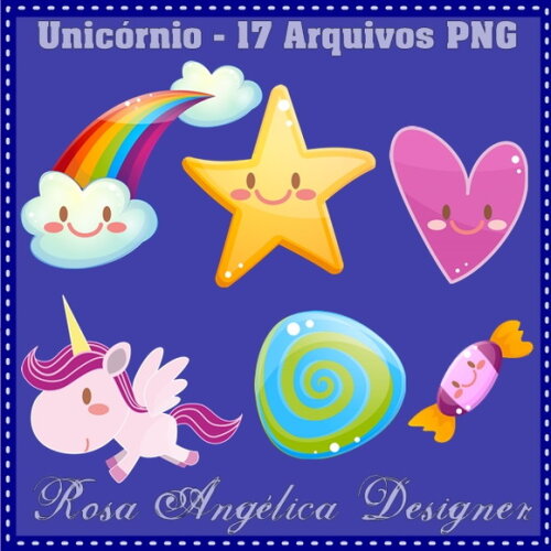 Kit Arquivo Digital em PNG Unicórnio