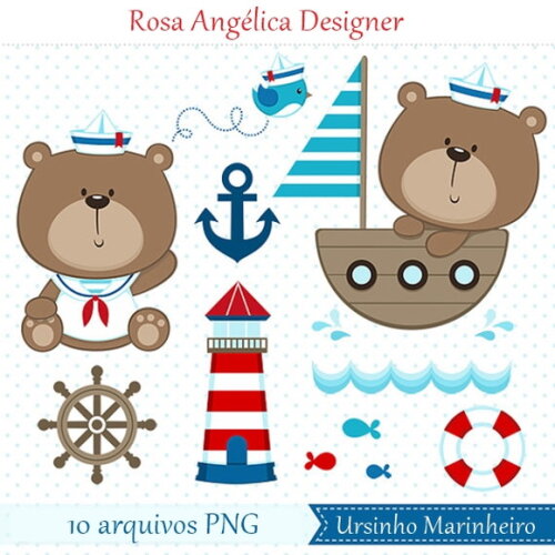 Kit Arquivo Digital em PNG Ursinho Marinheiro