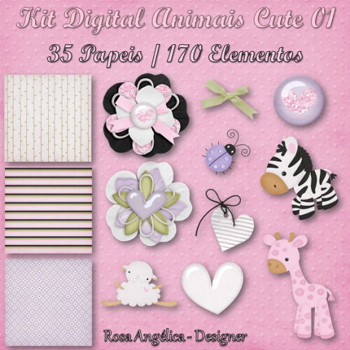 Kit Digital Animais Cute 01