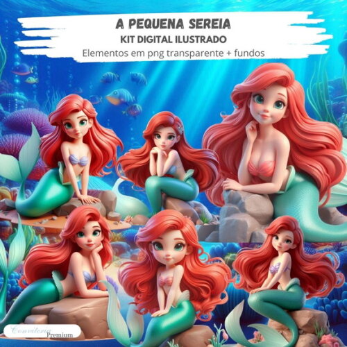 Kit Digital Completo Ia em 3d - a Pequena Sereia + 1 Brinde