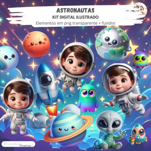 Kit Digital Completo Ia em 3d - Astronauta + 1 Brinde