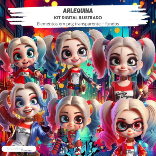 Kit Digital Completo Ia em 3d - Arlequina + 1 Brinde