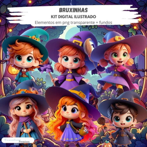 Kit Digital Completo Ia em 3d - Bruxinhas + 1 Brinde