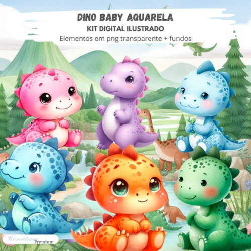 Kit Digital Completo Ia em 3d - Dino Baby + 1 Brinde