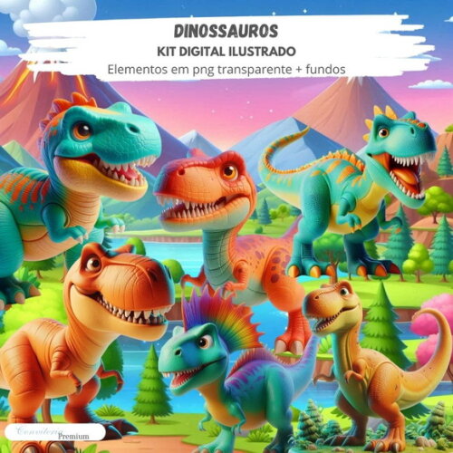 Kit Digital Completo Ia em 3d - Dinossauros + 1 Brinde