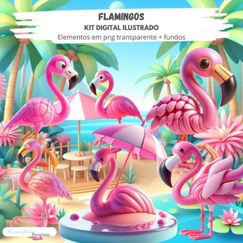 Kit Digital Completo Ia em 3d - Flamingo + 1 Brinde