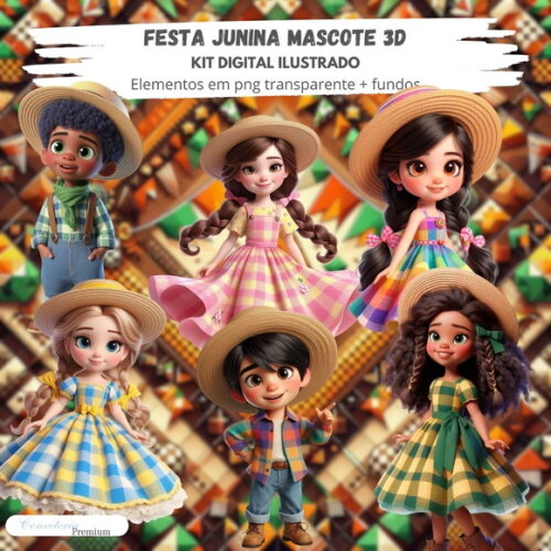 Kit Digital Completo Ia em 3d - Festa Junina + 1 Brinde