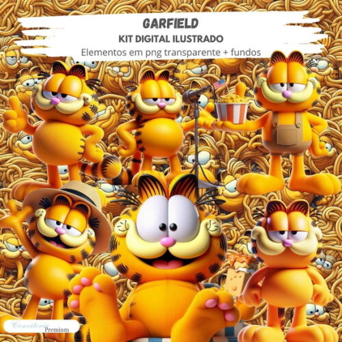 Kit Digital Completo Ia em 3d - Garfield + 1 Brinde