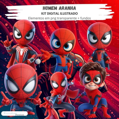 Kit Digital Completo Ia em 3d - Homem Aranha 01 + 1 Brinde