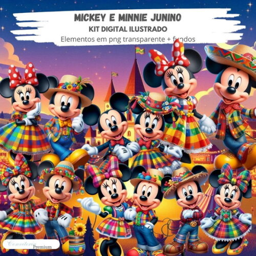 Kit Digital Completo Ia em 3d - M. Mouse Junino + 1 Brinde