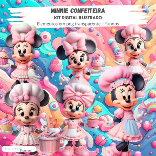 Kit Digital Completo Ia em 3d - Minie Confeiteira + 1 Brinde