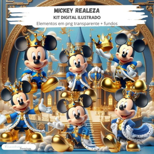 Kit Digital Completo Ia em 3d - Mickey Realeza + 1 Brinde